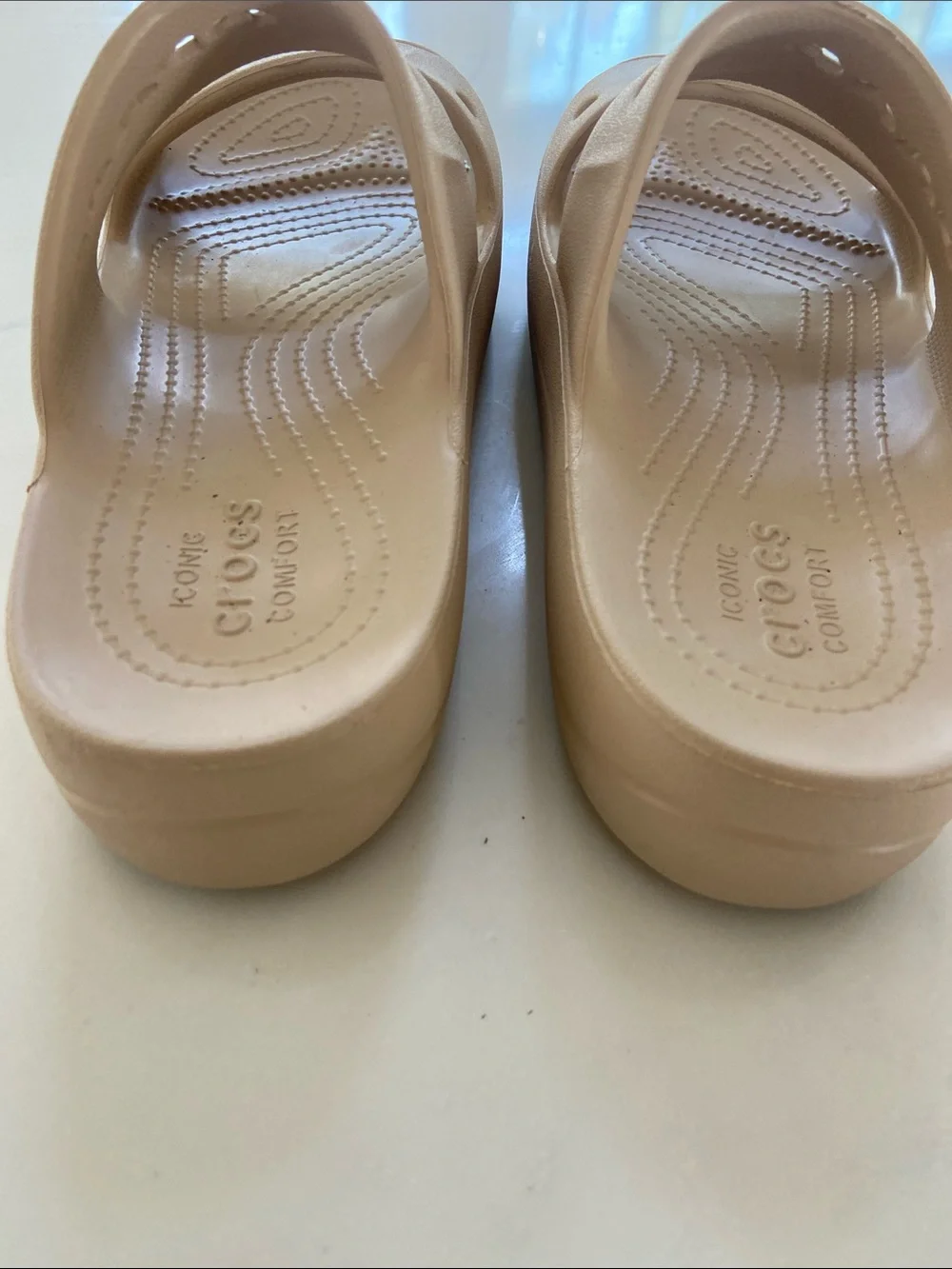CROCS Kids Beige Dual-Strap Slide Sandals